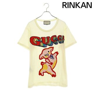 グッチ(Gucci)のグッチ  492347 XJARB スパンコールロゴピッグ刺繍Tシャツ メンズ M(Tシャツ/カットソー(半袖/袖なし))