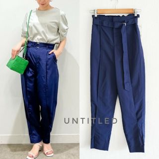 アンタイトル(UNTITLED)の新品タグ付き UNTITLED ヌーベルクロス ピンタックパンツ ネイビー 0(カジュアルパンツ)