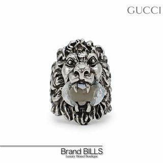 Gucci - 美品 グッチ ライオンヘッド リング 指輪 402763 シルバー クリスタル メッキ スワロフスキー Lサイズ 19号 アクセサリー