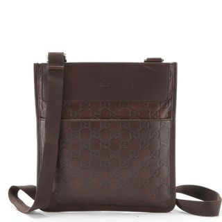 グッチ(Gucci)の極美品 グッチ グッチシマ 27639 492715 レザー ショルダーバッグ 斜め掛け メッセンジャー 通勤 本革 ブラウン メンズ EHM W5-3(ショルダーバッグ)