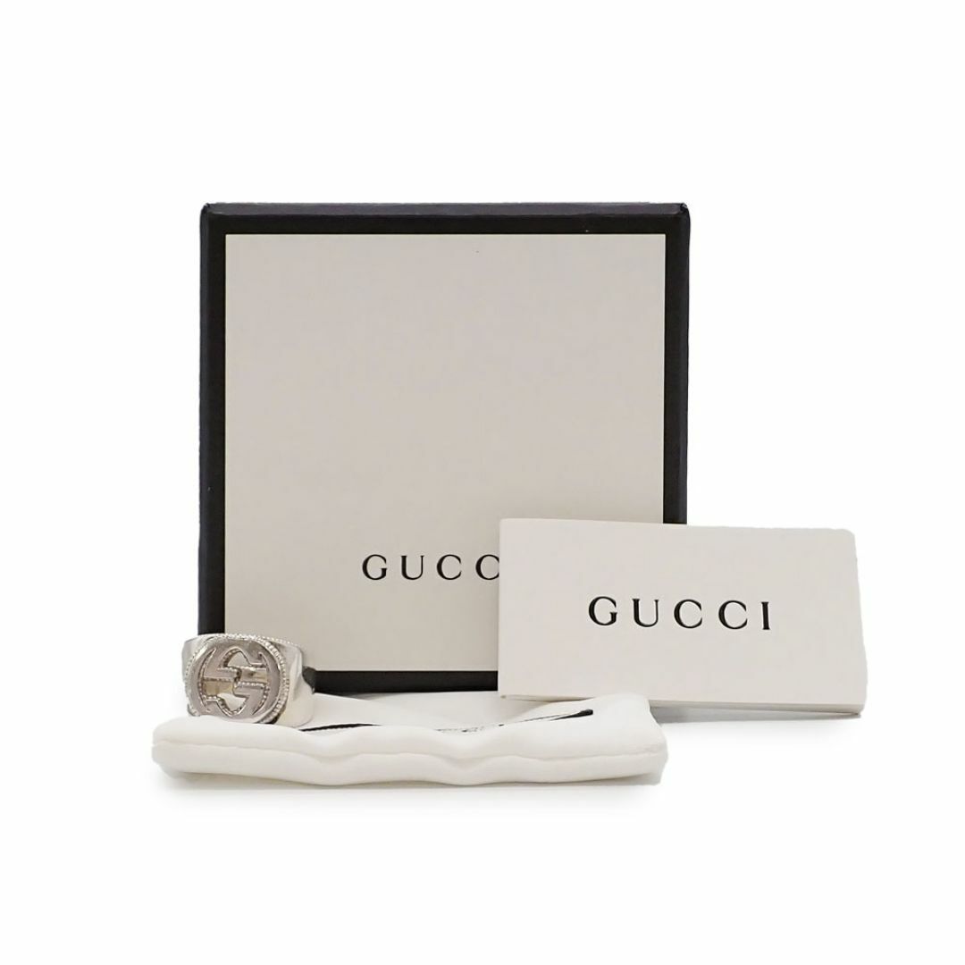 Gucci(グッチ)の美品 グッチ インターロッキングG リング 指輪 479229 Ag925 シルバー 17号 GG ワイド アクセサリー メンズのアクセサリー(リング(指輪))の商品写真