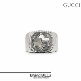 美品 グッチ インターロッキングG リング 指輪 479229 Ag925 シルバー 17号 GG ワイド アクセサリー