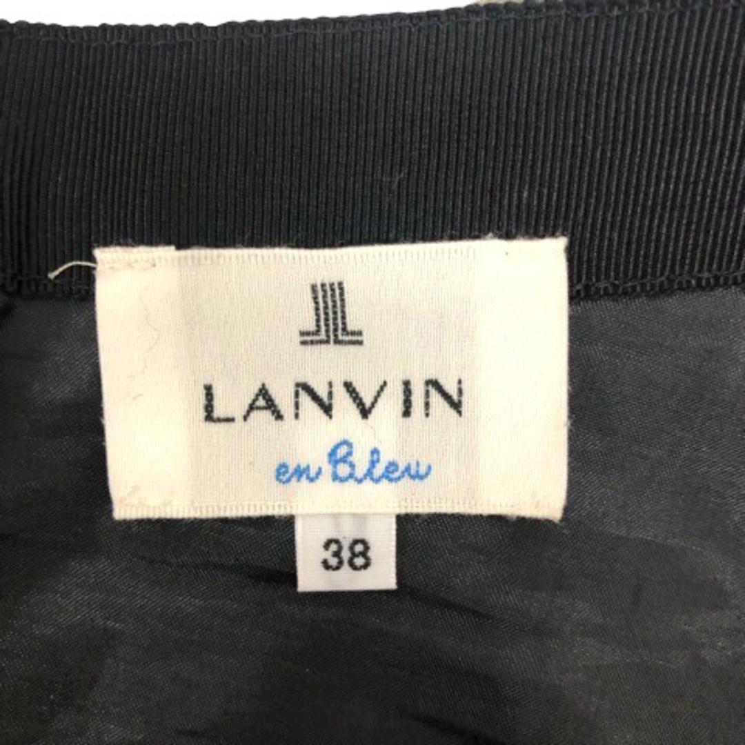 LANVIN en Bleu(ランバンオンブルー)のランバンオンブルー スカート フレア ウール混 ストライプ ミニ丈 38 黒 レディースのスカート(その他)の商品写真