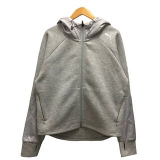 PUMA - プーマ PUMA パーカー オフネック ロゴ 無地 長袖 M グレー レディース