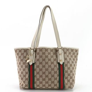 グッチ(Gucci)のグッチ GGキャンバス シェリー ライン チャーム 137396 レザー トート バッグ 肩掛け ショルダー ハンド A4 レディース EEM W2-4(トートバッグ)