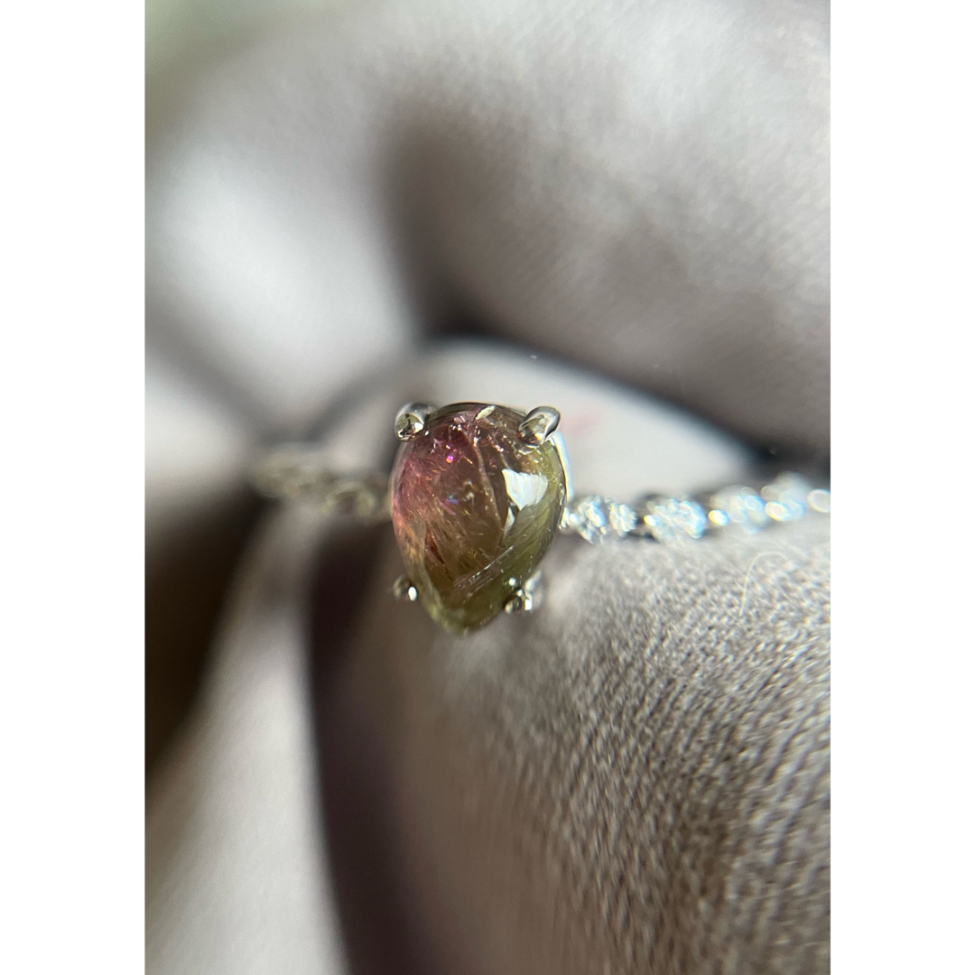 天然石 バイカラートルマリンリング 指輪 ハンドメイドのアクセサリー(リング)の商品写真
