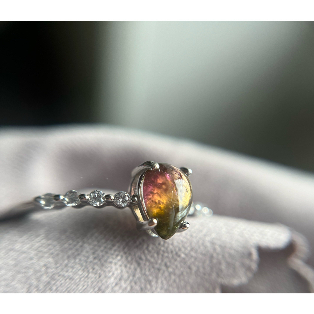 天然石 バイカラートルマリンリング 指輪 ハンドメイドのアクセサリー(リング)の商品写真