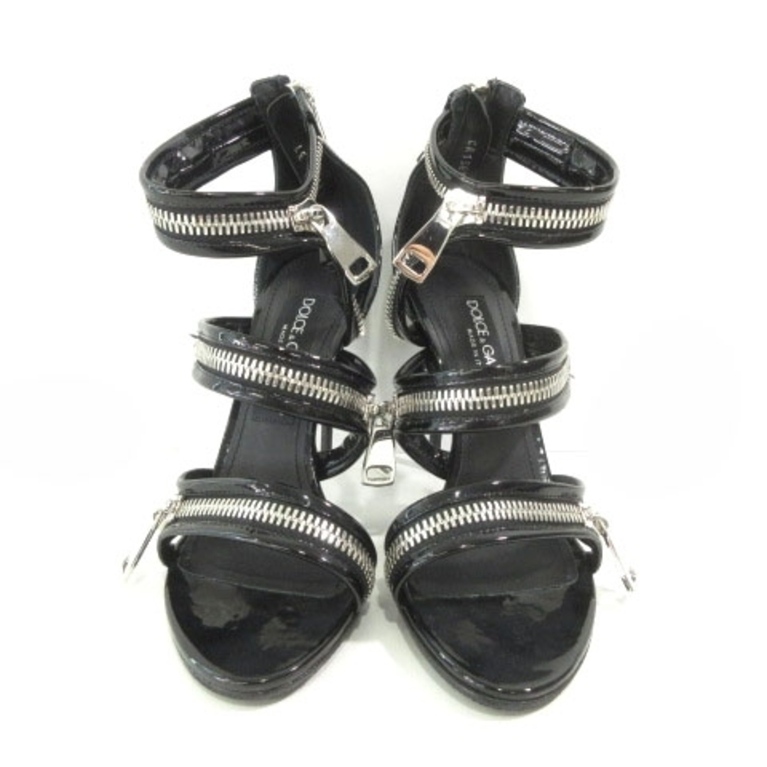 DOLCE&GABBANA(ドルチェアンドガッバーナ)のドルチェ&ガッバーナ ジップアップ パンプス ヒール パテントレザー 約24 黒 レディースの靴/シューズ(ハイヒール/パンプス)の商品写真