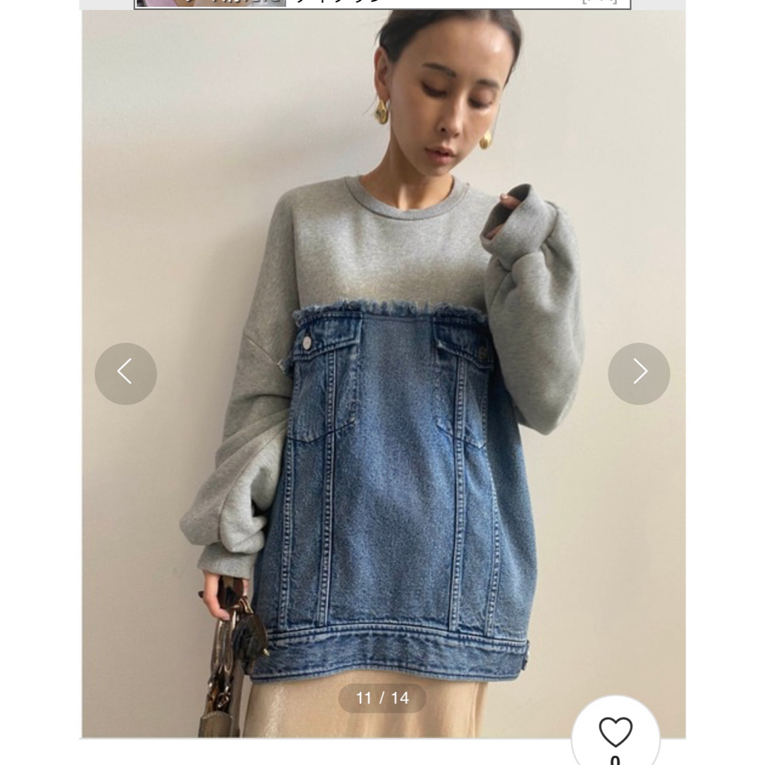 Ameri VINTAGE(アメリヴィンテージ)のDENIM SWEAT OVER TOP レディースのトップス(トレーナー/スウェット)の商品写真