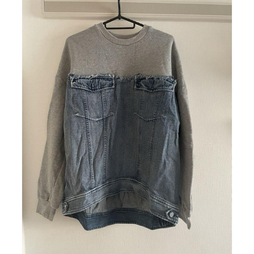 Ameri VINTAGE(アメリヴィンテージ)のDENIM SWEAT OVER TOP レディースのトップス(トレーナー/スウェット)の商品写真