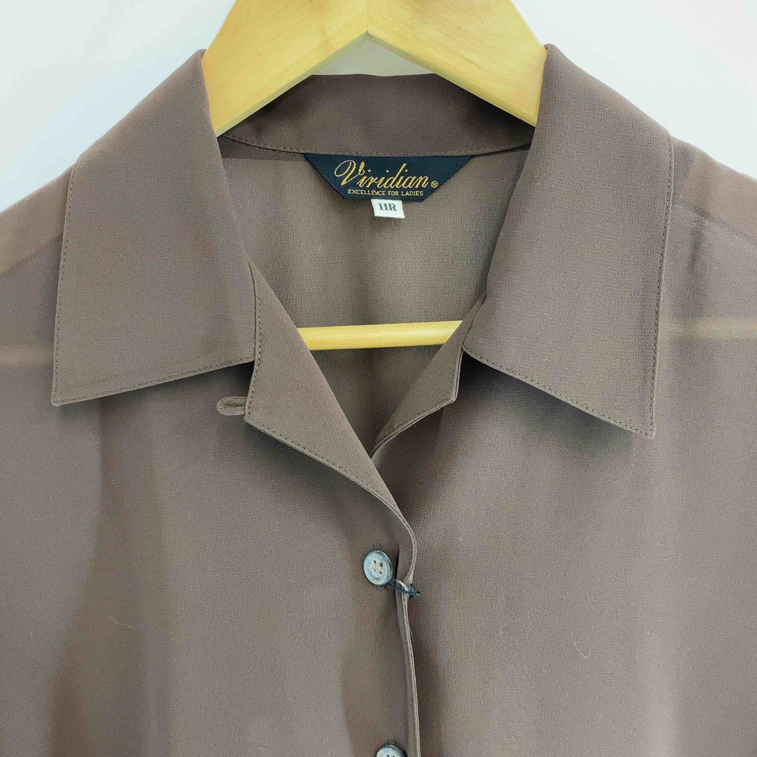 Viridian  レディース 半袖シャツ/ブラウス ブラウン シースルー レディースのトップス(シャツ/ブラウス(半袖/袖なし))の商品写真