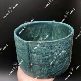 N0118【アメリカ】 5号 緑石模様 植木鉢 室内 陶器鉢 多肉 植物 鉢植え(プランター)
