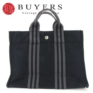 エルメス(Hermes)の【中古】 エルメス トートバッグ フールトゥ キャンバス ブラック グレー シルバー金具 カジュアル 普段使い レディース メンズ HERMES(トートバッグ)