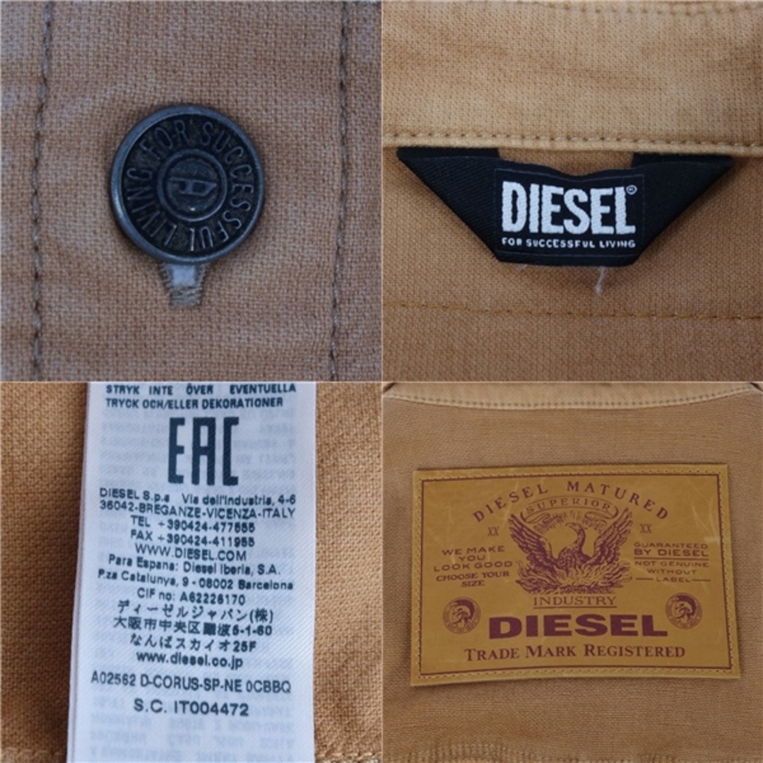 極美品 ディーゼル DIESEL ジャケット デニムジャケット パッチワーク ロングスリーブ 長袖 アウター メンズ L ブラウン メンズのジャケット/アウター(Gジャン/デニムジャケット)の商品写真