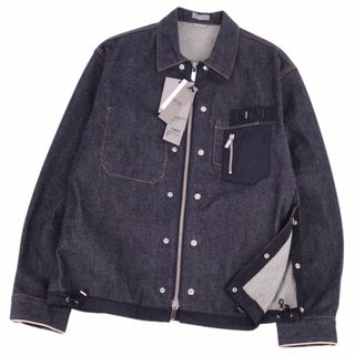 未使用 ディオールオム サカイ DIOR HOMME sacai ジャケット 21AW デニムジャケット ジップアップ ロゴ コットン アウター メンズ 50(M～L相当) インディゴブルー