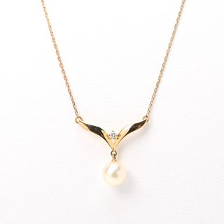 ミキモト / MIKIMOTO　パール ネックレス   パール 7.2mm　1Pダイヤモンド   K18YG　42cm 　【中古】 商品番号 L-155239(ネックレス)