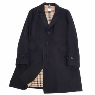 バーバリー BURBERRY コート ロングコート コットン100％ 裏チェック アウター メンズ 52(L相当) ブラック