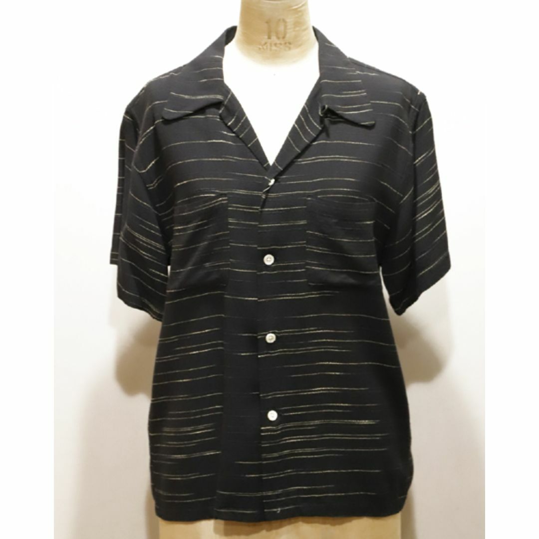 Dry　Bones　ドライボーンズ　S/S Border Nep Open Shirt 　S　BLK　DS-2047 メンズのトップス(シャツ)の商品写真