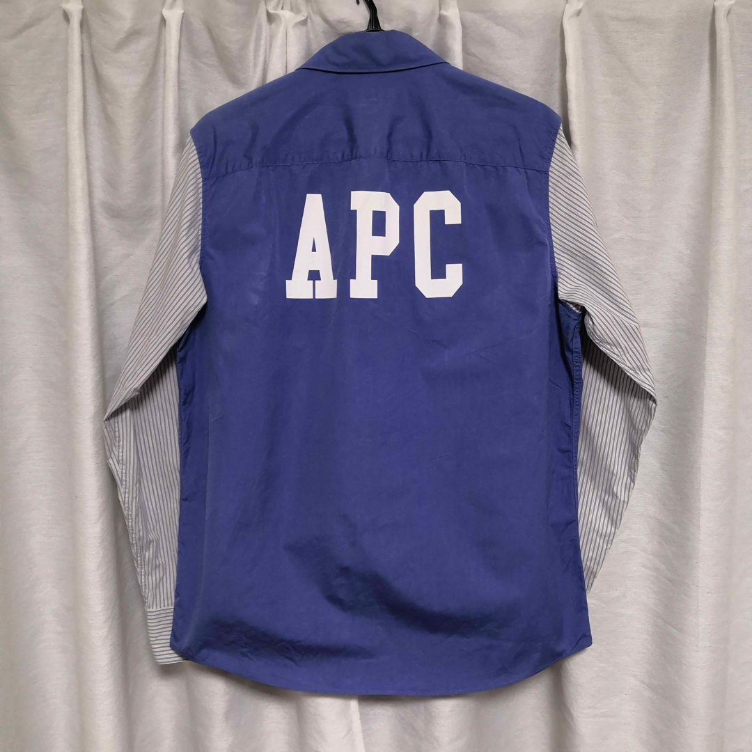 A.P.C(アーペーセー)のA.P.C. アーペーセー バックロゴ 切り替え ストライプ シャツ M メンズのトップス(シャツ)の商品写真