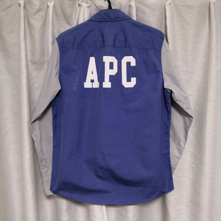 A.P.C - A.P.C. アーペーセー バックロゴ 切り替え ストライプ シャツ M