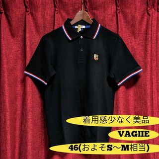 バジエスポーツ(VAGIIE SPORT)のVAGIIE バジエ 半袖 ポロシャツ 黒 46 S～M トリコロールカラー(ポロシャツ)