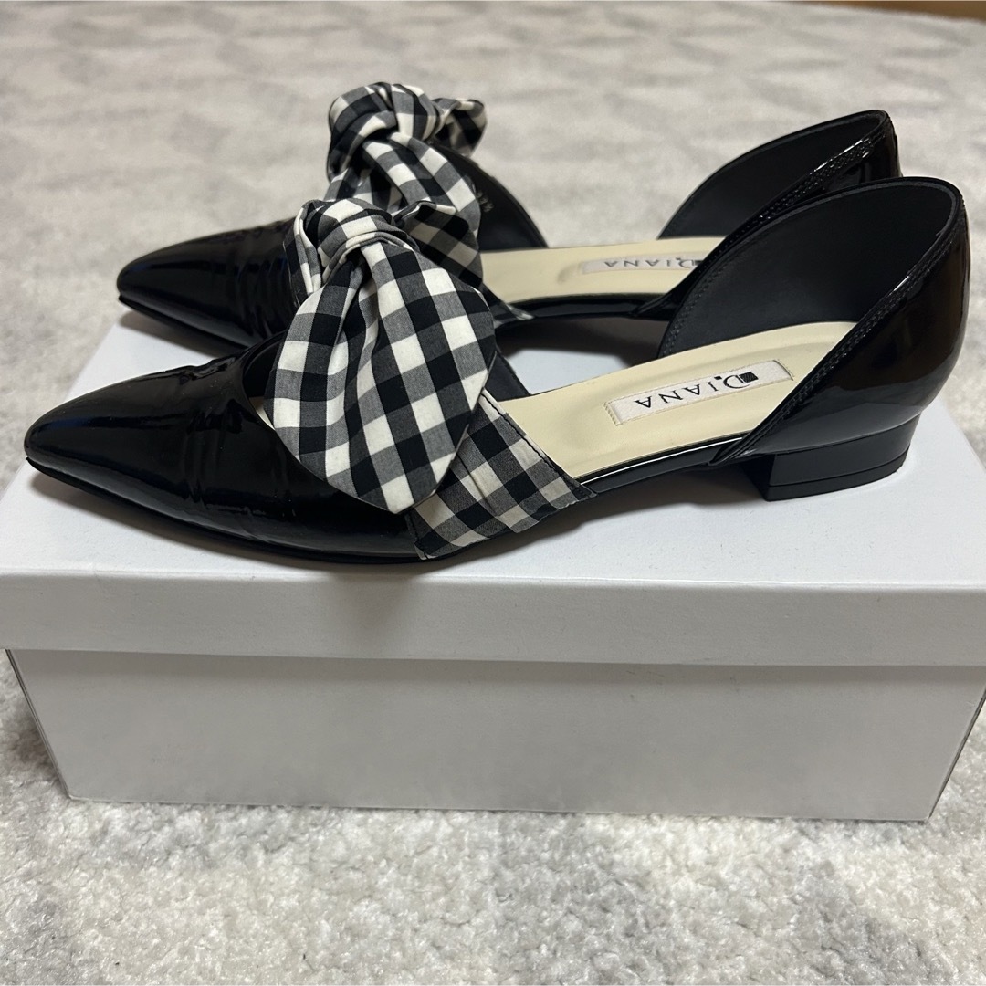 DIANA(ダイアナ)のダイアナ　リボン　パンプス　エナメル　ギンガムチェック レディースの靴/シューズ(ハイヒール/パンプス)の商品写真