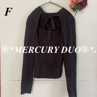 マーキュリーデュオ(MERCURYDUO)のMERCURY DUO 2WAYリボンカットアウトロングスリーブリブニット(ニット/セーター)