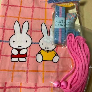 ミッフィー(miffy)のミッフィー綿100%生地バッグ用紐類セット(生地/糸)