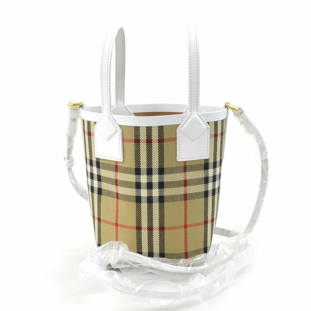 BURBERRY(バーバリー)のバーバリー BURBERRY ハンドバッグ 斜め掛けショルダーバッグ キャンバス/レザー ホワイト×ベージュ系 レディース 送料無料【中古】 h30210f レディースのバッグ(ハンドバッグ)の商品写真