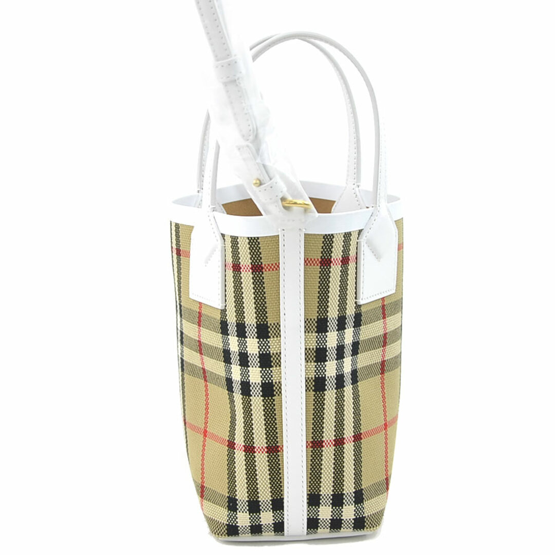 BURBERRY(バーバリー)のバーバリー BURBERRY ハンドバッグ 斜め掛けショルダーバッグ キャンバス/レザー ホワイト×ベージュ系 レディース 送料無料【中古】 h30210f レディースのバッグ(ハンドバッグ)の商品写真