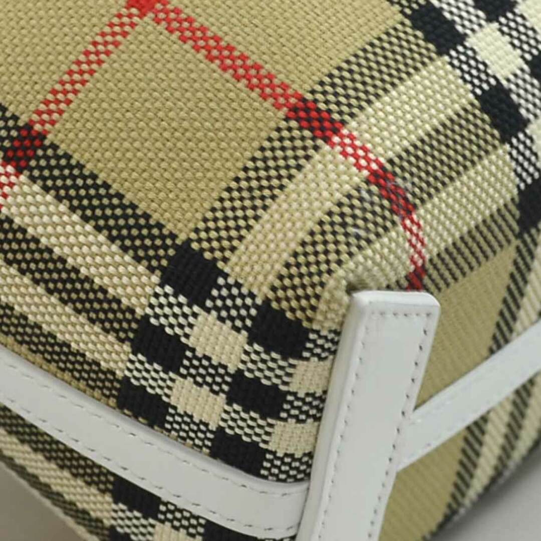 BURBERRY(バーバリー)のバーバリー BURBERRY ハンドバッグ 斜め掛けショルダーバッグ キャンバス/レザー ホワイト×ベージュ系 レディース 送料無料【中古】 h30210f レディースのバッグ(ハンドバッグ)の商品写真