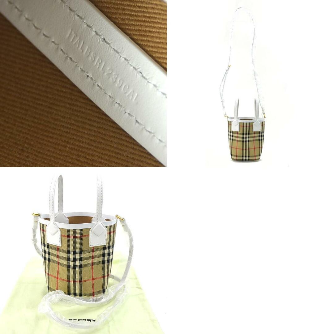 BURBERRY(バーバリー)のバーバリー BURBERRY ハンドバッグ 斜め掛けショルダーバッグ キャンバス/レザー ホワイト×ベージュ系 レディース 送料無料【中古】 h30210f レディースのバッグ(ハンドバッグ)の商品写真