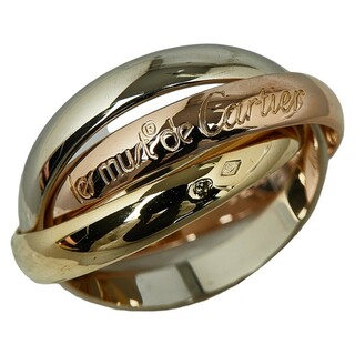 カルティエ(Cartier)の美品 K18YG イエローゴールド K18PG ピンクゴールド リング 指輪 #49 【1-0144706】(リング(指輪))