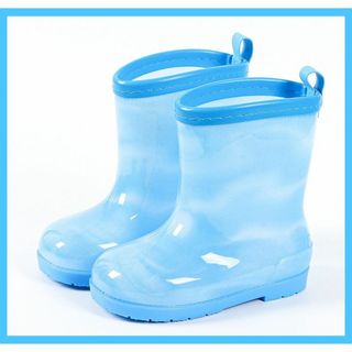 ★新品★レインブーツ 長靴  キッズ 子供用 ブルー 雨具 通学 通園 19cm(長靴/レインシューズ)