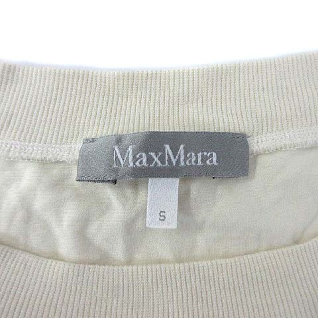 Max Mara(マックスマーラ)のマックスマーラ Tシャツ シルク カシミヤ 長袖 ラインストーンロゴ 白 S レディースのトップス(Tシャツ(長袖/七分))の商品写真