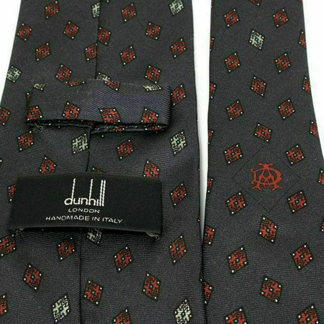 Dunhill(ダンヒル)の【全額返金保証・送料無料】ダンヒルのネクタイ・正規品・美品・グレー系・総柄 メンズのファッション小物(ネクタイ)の商品写真