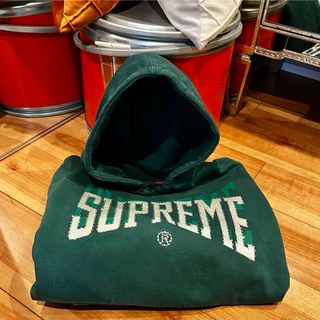 シュプリーム(Supreme)のsupreme ラインストーン　ロゴ　プルパーカー　スウェット　グリーン(パーカー)