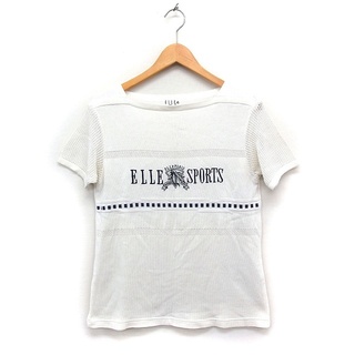 エル(ELLE)のエル ELLE SPORTS 半袖 ニット セーター スクエアネック ロゴ刺繍(ニット/セーター)