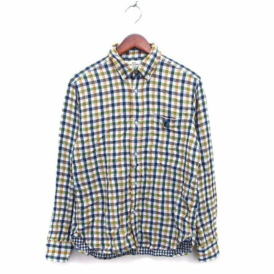 coen(コーエン)のコーエン シャツ カジュアル ボタンダウン コットン 綿 チェック 長袖 M 紺 メンズのトップス(シャツ)の商品写真