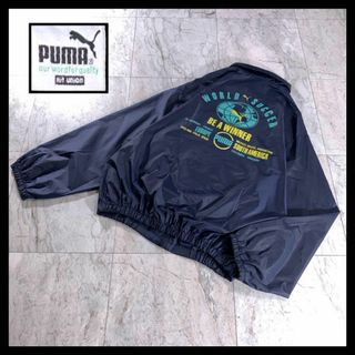 プーマ(PUMA)の90s PUMA ヒットユニオン ナイロンジャケット ネイビー 背面プリント(ナイロンジャケット)