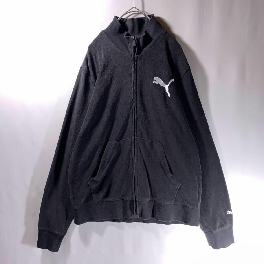 PUMA(プーマ)の古着 PUMA パイル ベロア ジャージ トラックジャケット 黒 Y2K XL メンズのトップス(ジャージ)の商品写真