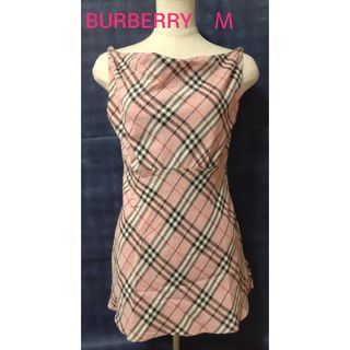 バーバリーブルーレーベル(BURBERRY BLUE LABEL)のバーバリー ノースリーブトップス ピンクチェック 38(カットソー(半袖/袖なし))