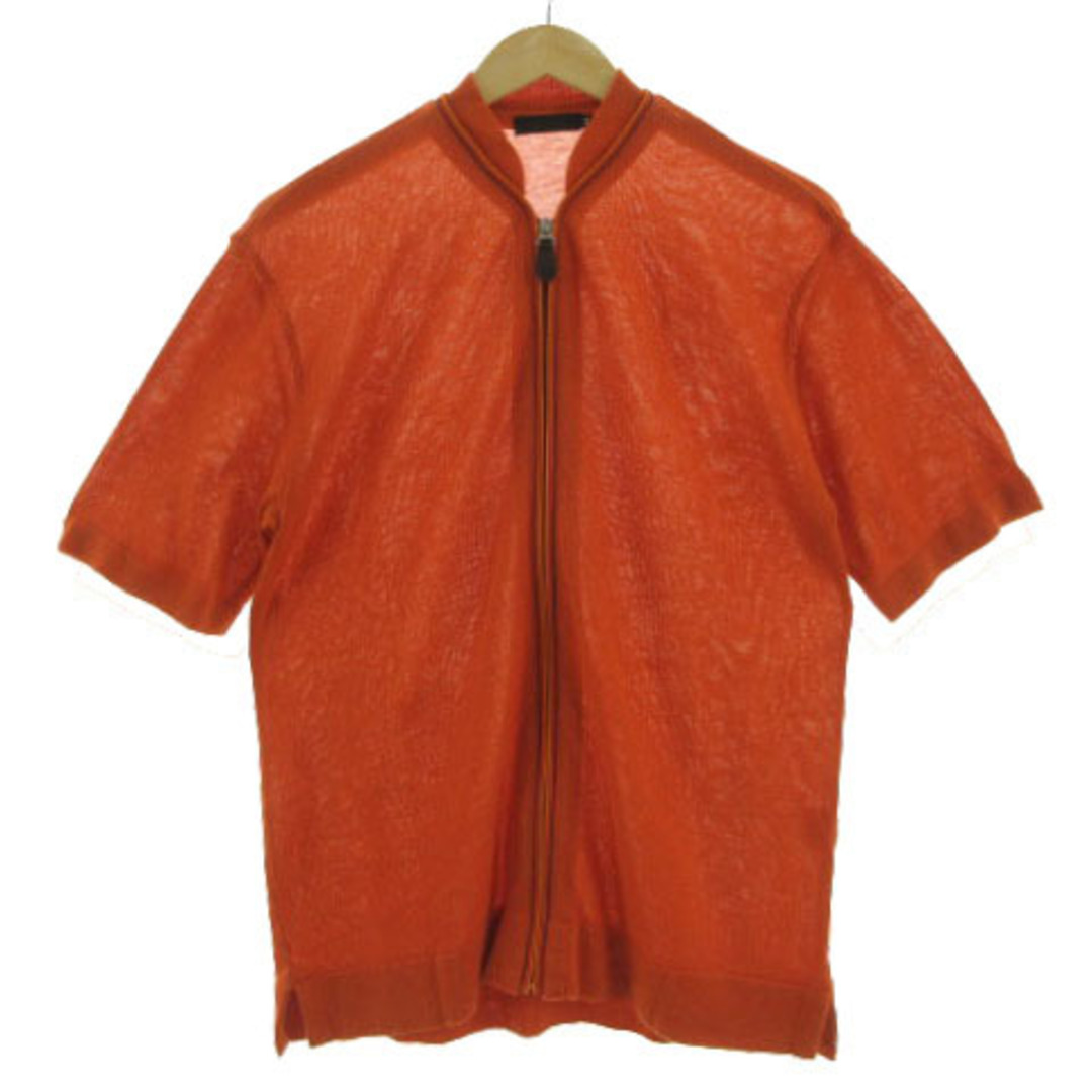 ジリ GIGLI ニット ドライバーズニット 半袖 コットン混 オレンジ 48 メンズのトップス(ニット/セーター)の商品写真