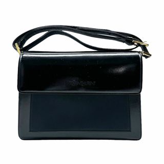 Saint Laurent - イヴ サンローラン YVES SAINT LAURENT ショルダーバッグ レザー/ナイロン ブラック ゴールド レディース 送料無料【中古】 z0459