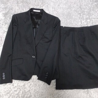 アオキ(AOKI)のアオキ LES MUES レミュー ブラック ストライプ ウール シルク スーツ(スーツ)