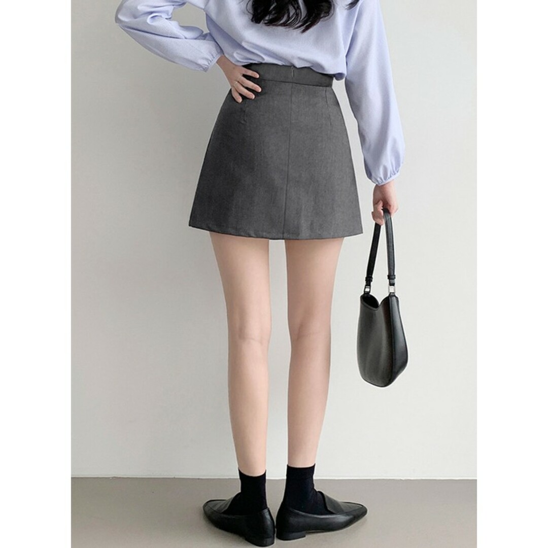 GRL(グレイル)のGRL インパン付き台形ミニスカート[ac1891] グレー L 韓国 制服 レディースのスカート(ミニスカート)の商品写真