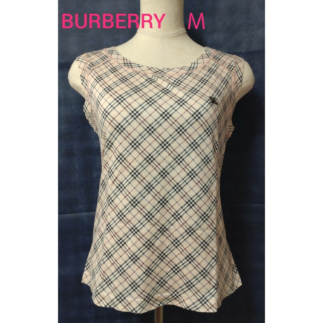 BURBERRY BLUE LABEL(バーバリーブルーレーベル)のバーバリー ノースリーブトップス ピンクチェック 38 レディースのトップス(カットソー(半袖/袖なし))の商品写真