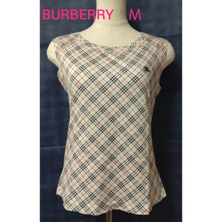 バーバリーブルーレーベル(BURBERRY BLUE LABEL)のバーバリー ノースリーブトップス ピンクチェック 38(カットソー(半袖/袖なし))