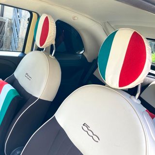 No.504  FIAT500 ヘッドレストカバー2点セット　ハンドメイド(車内アクセサリ)