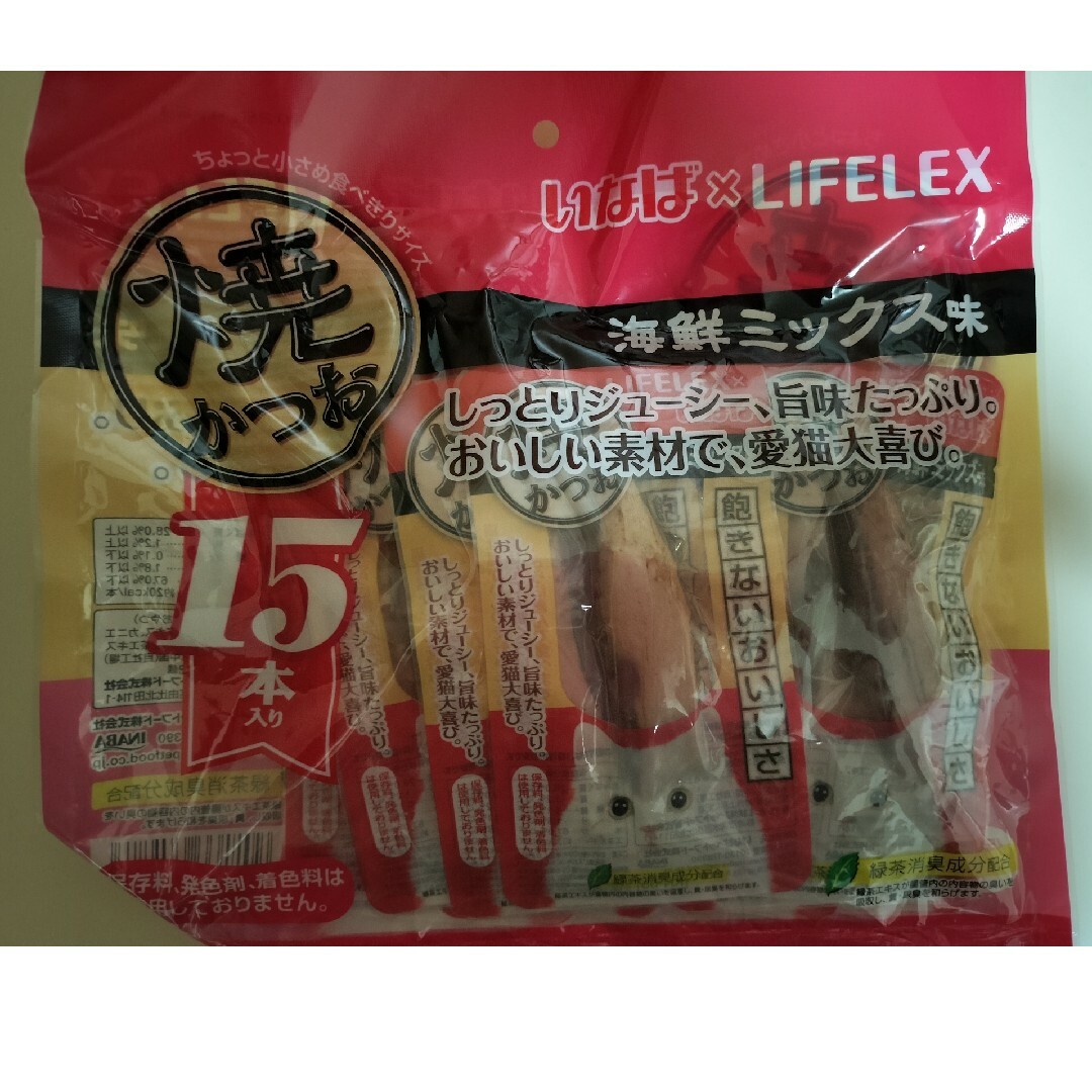 いなばペットフード(イナバペットフード)のいなば×LIFELEX 焼かつお　海鮮ミックス味　15本入り その他のペット用品(ペットフード)の商品写真